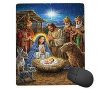 Mouse Mat 340 x 280mm, Gaming Mouse Pad Jesus Was Born Small Mousepad Portable Non-Slip Base Washable Compact Mousemat, Lycra Surface Keyboard Mats home Office Accessories Office Decor for Wome F-923