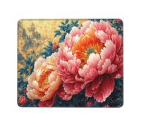 Mouse Mat 340 x 280mm, Gaming Mouse Pad Peony Flower Small Mousepad Portable Non-Slip Base Washable Compact Mousemat, Lycra Surface Keyboard Mats home Office Accessories Office Decor for Wome F-608