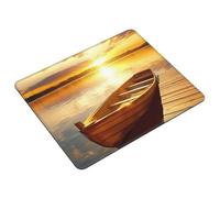 Mouse Mat 340 x 280mm, Gaming Mouse Pad Small Boat By The Lake Small Mousepad Portable Non-Slip Base Washable Compact Mousemat, Keyboard Mats home Office Accessories Office Decor for Wome F-332