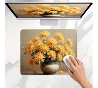 Mouse Mat 340x280x3mm, Gaming Mouse Pad, Non-Slip Rubber Base, Soft Smooth Surface, Fast and Accurate Control, Small and Portable, Durable Stitched Edges Mousepad Home Office Yellow Flower (3) j0j-353