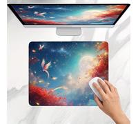 Mouse Mat 340x280x3mm, Gaming Mouse Pad, Non-Slip Rubber Base, Soft Smooth Surface, Fast and Accurate Control, Small and Portable, Durable Stitched Edges Mousepad Home Office Moonlight Bird j0j-378