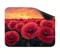 Mouse Mat 340x280x3mm, Small Mouse Pad, with Non-Slip Rubber Base, Gaming Accessories Smooth Surface for Precise Control, Washable, Durable Stitched Edges Design, for Home, Office Red Flowers X-z-3308