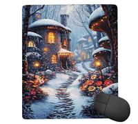 Mouse Mat 360 x 300mm, Gaming Mouse Pad Forest Cabin Small Mousepad Portable Non-Slip Base Washable Compact Mousemat, Lycra Surface Keyboard Mats home Office Accessories Office Decor for Wome F-724