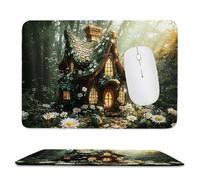 Mouse Mat 360 x 300mm, Gaming Mouse Pad Forest Cabin Small Mousepad Portable Non-Slip Base Washable Compact Mousemat, Lycra Surface Keyboard Mats home Office Accessories Office Decor for Wome F-722
