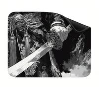 Mouse Mat 360x300x3mm, Small Mouse Pad, with Non-Slip Rubber Base, Gaming Accessories Smooth Surface for Precise Control, Washable, Durable Stitched Edges Design, for Home, Office Black Sword X-z-2429