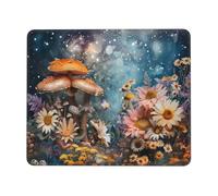 Mouse Mat 400 x 300mm, Gaming Mouse Pad Mushroom Forest Small Mousepad Portable Non-Slip Base Washable Compact Mousemat, Lycra Surface Keyboard Mats home Office Accessories Office Decor for Wome F603