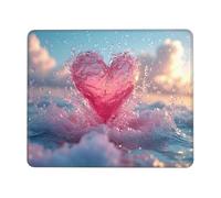Mouse Mat 400 x 300mm, Gaming Mouse Pad Pink Heart Small Mousepad Portable Non-Slip Base Washable Compact Mousemat, Lycra Surface Keyboard Mats home Office Accessories Office Decor for Wome F-251