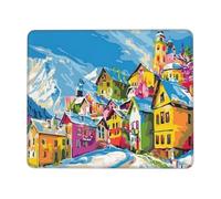 Mouse Mat 400 x 300mm, Gaming Mouse Pad Small Town Scenery Small Mousepad Portable Non-Slip Base Washable Compact Mousemat, Keyboard Mats home Office Accessories Office Decor for Wome F-939