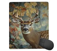 Mouse Mat 420 x 350mm, Gaming Mouse Pad Autumn Deer Small Mousepad Portable Non-Slip Base Washable Compact Mousemat, Lycra Surface Keyboard Mats home Office Accessories Office Decor for Wome F-682