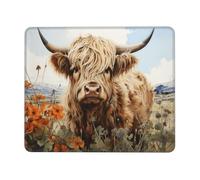 Mouse Mat 420 x 350mm, Gaming Mouse Pad Highland Cattle Small Mousepad Portable Non-Slip Base Washable Compact Mousemat, Lycra Surface Keyboard Mats home Office Accessories Office Decor for Wome F272