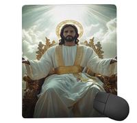 Mouse Mat 420 x 350mm, Gaming Mouse Pad Jesus Small Mousepad Portable Non-Slip Base Washable Compact Mousemat, Lycra Surface Keyboard Mats home Office Accessories Office Decor for Wome F-920
