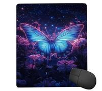 Mouse Mat 420 x 350mm, Gaming Mouse Pad Starry Sky Butterfly Small Mousepad Portable Non-Slip Base Washable Compact Mousemat, Lycra Surface Keyboard Mats home Office Accessories Office Decor F-882
