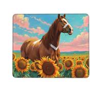Mouse Mat 420 x 350mm, Gaming Mouse Pad Sunflower Horse Small Mousepad Portable Non-Slip Base Washable Compact Mousemat, Lycra Surface Keyboard Mats home Office Accessories Office Decor for Wome F926