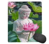 Mouse Mat 420 x 350mm, Gaming Mouse Pad Zen Lotus Small Mousepad Portable Non-Slip Base Washable Compact Mousemat, Lycra Surface Keyboard Mats home Office Accessories Office Decor for Wome F-84
