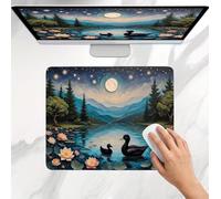 Mouse Mat 420x350x3mm, Gaming Mouse Pad, Non-Slip Rubber Base, Soft Smooth Surface, Fast and Accurate Control, Small and Portable, Durable Stitched Edges Mousepad for Home Office Lake Swan j0j-237