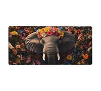 Mouse Mat 500 x 250 mm XXL Elephant Gaming Mouse Pad Flower Desk Mat Large Keyboard Mat，Waterproof，Non-Slip Base，Stitched Edge Mousemat，Improved Precision And Speed for Keyboard and Mouse，Gifts M923