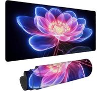 Mouse Mat 500 x 250 x 3mm Large Mouse Mat Non Slip Rubber Base, Soft Textured Surface with Stitched Edges, Waterproof Desk Mat for PC, Laptop, Laser Mice for Office, Black Flower Printing xn-240