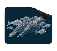 Mouse Mat 600x400x3mm, Small Mouse Pad, with Non-Slip Rubber Base, Gaming Accessories Smooth Surface for Precise Control, Washable, Stitched Edges Design, for Home, Office Navy Blue Turtle X-z-4653