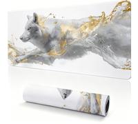 Mouse Mat 600x400x4mm xxL Large Gaming Mousepad Wolf off white 0x0-494 | Desk Mat with Stitched Edges ,Non-Slip Rubber Base, Large Gaming Mouse Pad for Desk, Laptop, Home, Office