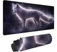 Mouse Mat 700 x 350 x 3mm Large Mouse Mat Non Slip Rubber Base, Soft Textured Surface with Stitched Edges, Waterproof Desk Mat for PC, Laptop, Laser Mice for Office, Gaming Black Fox Printing xn-217