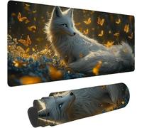 Mouse Mat 700 x 350 x 3mm Large Mouse Mat Non Slip Rubber Base, Soft Textured Surface with Stitched Edges, Waterproof Desk Mat for PC, Laptop, Laser Mice for Office, Gaming Dream Fox Printing xn-615