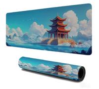 Mouse Mat 700x400, Gaming Mousepad for Speed and Control, Desk Pad Pagoda Mountain, Waterproof Smooth Surface, Non-Slip Stitched Edges Rubber Base Mousepad, Home Office Work Decor for PC Laptop S-434