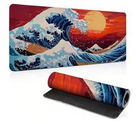 Mouse Mat 700x400mm Large Desk Mat, Orange Color Waves Mousepad 0c0-136