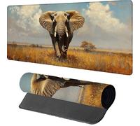 Mouse Mat 700x400x3mm Elephant, Gaming Mouse Pad Animal, Large Desk Mat Non-Slip Rubber Base XXL Mousepad with Stitched Edge, Gaming Accessories, Mousepad Keyboard, for PC Accessories, Laptop, 0-1043