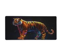 Mouse Mat 800 x 400 mm XXL Black Gaming Mouse Pad Tiger Desk Mat Large Keyboard Mat，Waterproof，Non-Slip Base，Stitched Edge Mousemat，Improved Precision And Speed for Keyboard and Mouse，Gifts M340
