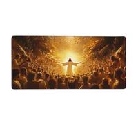 Mouse Mat 800 x 400 mm XXL Religion Gaming Mouse Pad Jesus Desk Mat Large Keyboard Mat,Waterproof,Non-Slip Base,Stitched Edge Mousemat,Improved Precision And Speed for Keyboard and Mouse,Gifts M1034
