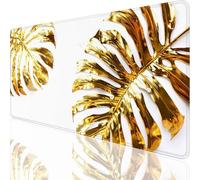 Mouse Mat 800x300mm Large Mouse Pad Gold Desk Mat Leaf Mousepad with Stitched Edge and Anti-Slip Rubber Base Waterproof Soft Smooth Surface Desk Pad for Office Accessories Gifts for Women Men,o-14