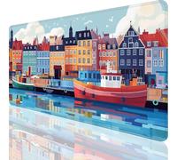 Mouse Mat 800x400mm Large Mouse Pad Landscape Desk Mat Small Town Mousepad with Stitched Edge,Anti-Slip Rubber Base Waterproof Smooth Surface Desk Pad for Office Accessories Gifts for Women Men,o-389
