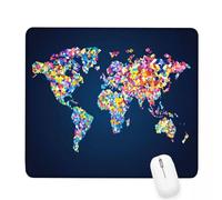 Mouse Mat 9.45×7.87×0.12 in Gaming Mouse Pad Blue Keyboard Mat Waterproof with Non-Slip Rubber Base,Mousemat with Stitched Edges,World Map Mousepad for Christmas Decor,Laptop,Office,Home,Gifts J-988