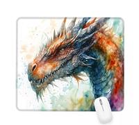 Mouse Mat 9.45×7.87×0.12 Inch Gaming Mouse Pad White Keyboard Mat Waterproof with Non-Slip Rubber Base,Mousemat with Stitched Edges,Dragon Mousepad for Christmas Decor,Laptop,Office,Home,Gifts J-146