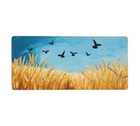 Mouse Mat 900 x 400 mm XXL Yellow Gaming Mouse Pad Blue Desk Mat Large Keyboard Mat，Waterproof，Non-Slip Base，Stitched Edge Mousemat，Improved Precision And Speed for Keyboard and Mouse，Gifts M299