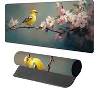 Mouse Mat 900x400x3mm Flower, Gaming Mouse Pad Bird, Large Desk Mat Non-Slip Rubber Base XXL Mousepad with Stitched Edge, Gaming Accessories, Mousepad Keyboard, for PC Accessories, Laptop, 2-8044