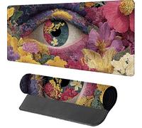 Mouse Mat 900x400x3mm Flower, Gaming Mouse Pad Eye, Large Desk Mat Non-Slip Rubber Base XXL Mousepad with Stitched Edge, Gaming Accessories, Mousepad Keyboard, for PC Accessories, Laptop, Gift, 3-3954