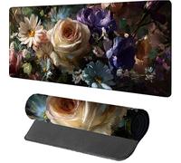 Mouse Mat 900x400x3mm Rose, Gaming Mouse Pad Flower, Large Desk Mat Non-Slip Rubber Base XXL Mousepad with Stitched Edge, Gaming Accessories, Mousepad Keyboard, for PC Accessories, Laptop, H-8645