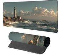 Mouse Mat 900x400x3mm Seaside, Gaming Mouse Pad Cottage, Large Desk Mat Non-Slip Rubber Base XXL Mousepad with Stitched Edge, Gaming Accessories, Mousepad Keyboard, for PC Accessories, Laptop, 3-8593
