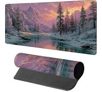 Mouse Mat 900x400x3mm Snow Scene, Gaming Mouse Pad Plant, Large Desk Mat Non-Slip Rubber Base XXL Mousepad with Stitched Edge, Gaming Accessories, Mousepad Keyboard, for PC Accessories, Laptop, 1-8790