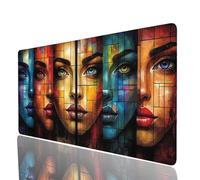 Mouse Mat Abstract Large Gaming Mouse Pad 40x20x0.12Inches, Desk Mat Large as Mousepad for Laptop Desktop Pc Gaming Keyboard Improve Accuracy and Speed, Face Mousemat for Desk Decor Gifts JXL-1421