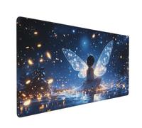 Mouse Mat Angel Mouse Pad Starry Sky Desk Mat Large 900 x 400 x 3mm Non-Slip Rubber Base, Waterproof Surface, Durable Materials, Stitched Edges Gaming Mousepad, Computer Office Desk Accessories D-1084