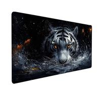 Mouse Mat Animal Gaming Mousepad Large 36 x 16 x 0.12 in, Desk Mat for Wireless Mouse Keyboard Laptop, Waterproof Mousemat Tiger Stitched Edges Non-Slip Rubber Base for Office Gaming Desk model-5066