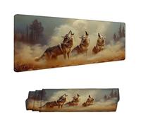 Mouse Mat Animal Mouse Pad Large 150 x 80 cm XXL Mousepad with Stitched Edges and Non-Slip Rubber Base Keyboard Desk Pad, Improves Speed and Precision Gaming Mousemat Wolf for Home Office Decor H-7202