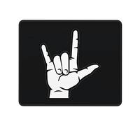 Mouse Mat Asl American Sign Language I Love You Desk Mat Rubber Base Mouse Pad Stitched Edge Mice Pad For Work Gaming Computers S