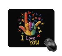 Mouse Mat ASL Love Sign Autism Support Gaming Mouse Pad Work 25x30cm