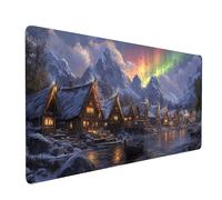 Mouse Mat Aurora Gaming Mousepad Large 40 x 20 x 0.12in, Desk Mat for Wireless Mouse Keyboard Laptop, Waterproof Mousemat Small Town Stitched Edges Non-Slip Rubber Base for Gaming Desk model-5269