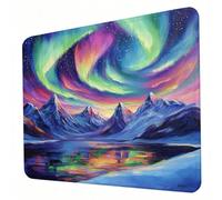 Mouse Mat, Aurora Mouse Pad, Washable Small Mousepad Lake Mousemat with Non-Slip Base Computer Gaming Mousepad Portable Office Desk Accessories for Working Studying Gaming, 340 x 280 x 3mm J0-529