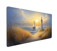 Mouse Mat Beach Gaming Mousepad Large 40x20x0.12In, Desk Mat for Wireless Mouse Keyboard Laptop, Waterproof Mousemat Boat Stitched Edges Non-Slip Rubber Base for Home Office Gaming Desk model-5929