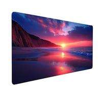 Mouse Mat Beach Gaming Mousepad Large 600x300x3mm, Desk Mat for Wireless Mouse Keyboard Laptop, Waterproof Mousemat Sunset Stitched Edges Non-Slip Rubber Base for Home Office Gaming Desk model-3142